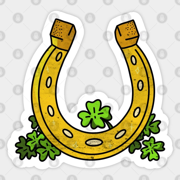 Lucky horseshoe and four leaf clovers Sticker by keeplooping